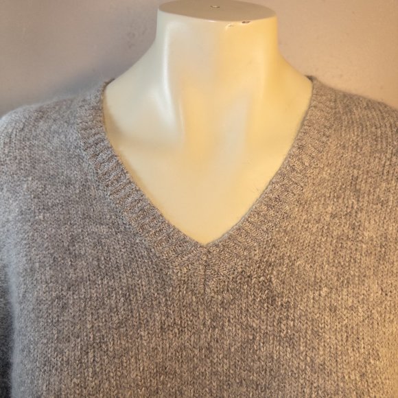 Vintage 50's Garland Large Sweater Dreamspun Grey V Neck Silk Wool Alpaca Womens - Picture 7 of 8